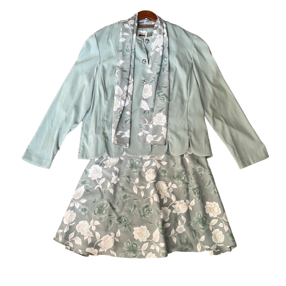 Vintage Leslie Fay - Womens 3pc Floral Skirt Set